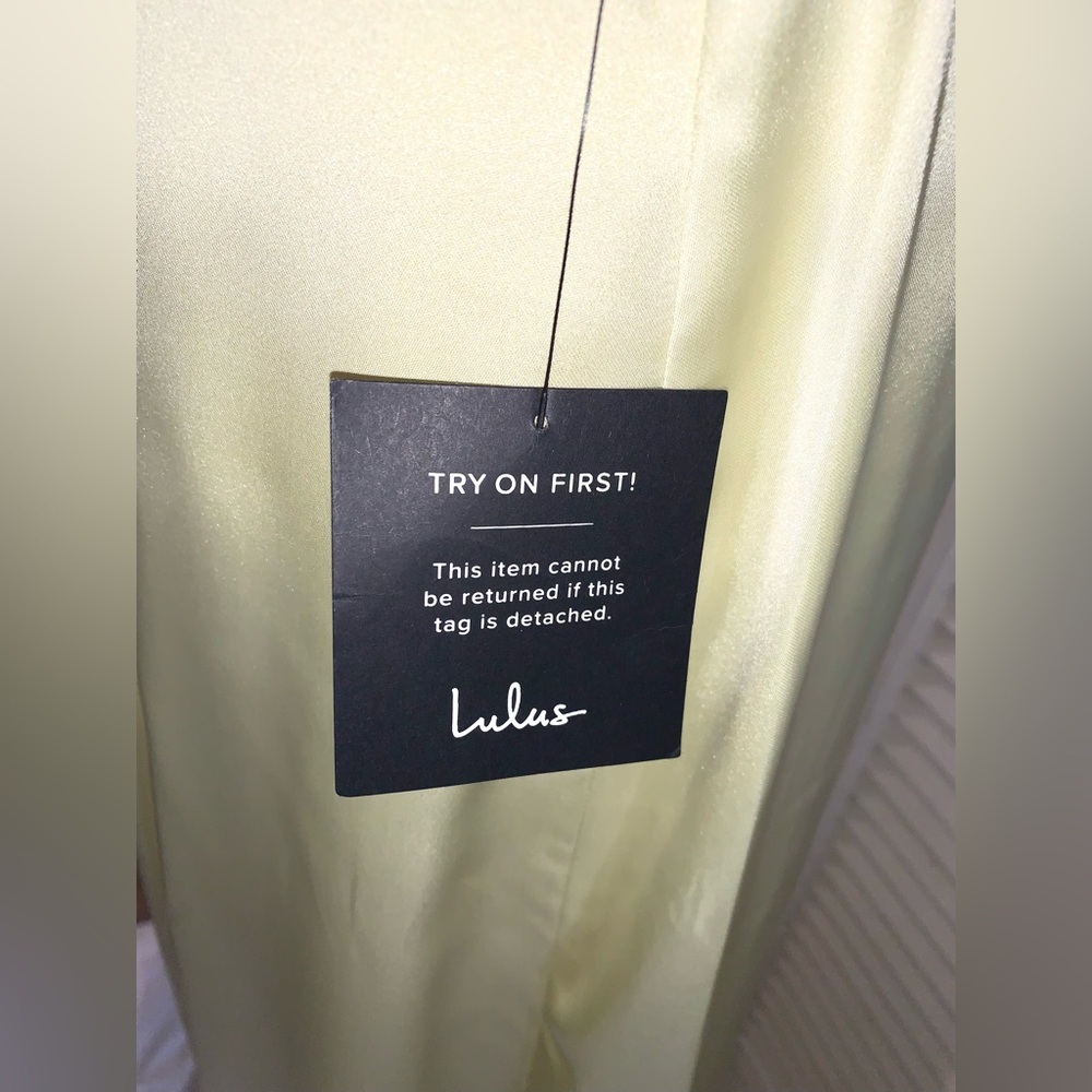 Lulus Stunning Example Light Yellow Satin Backless Maxi Dress NWT Small - Picture 9 of 10